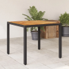 vidaXL Fekete polyrattan kerti asztal akácfa lappal 90 x 90 x 75 cm
