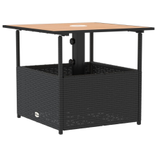 vidaXL fekete polyrattan kerti asztal napernyőlyukkal 55x55x46,5 cm (364117) kerti bútor