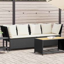 vidaXL fekete polyrattan kerti kanapé párnákkal kerti bútor