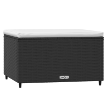 vidaXL fekete polyrattan kerti lábtartó párnával (319740) bútor