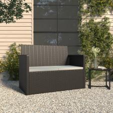 vidaXL fekete polyrattan kerti pad párnákkal 105 cm kerti bútor