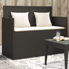vidaXL fekete polyrattan kerti pad párnával kerti bútor