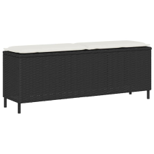 vidaXL fekete polyrattan kerti pad párnával 110x30x40,5 cm kerti bútor