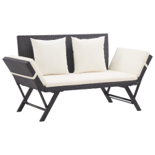 vidaXL fekete polyrattan kerti pad párnával 176 cm kerti bútor
