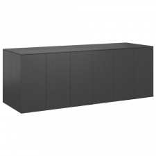 vidaXL Fekete polyrattan kerti párnatartó doboz 291 x 100,5 x 104 cm kerti tárolás