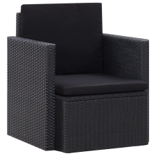 vidaXL fekete polyrattan kerti szék párnákkal kerti bútor