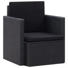 vidaXL Fekete polyrattan kerti szék párnákkal kerti bútor