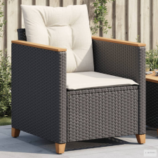 vidaXL Fekete polyrattan kerti szék párnákkal kerti bútor