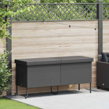 vidaXL fekete polyrattan kerti tárolóláda kerekekkel 160x55x75 cm (4103831) kerti tárolás