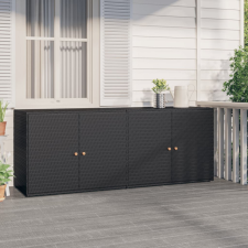vidaXL fekete polyrattan kerti tárolószekrény 198 x 55,5 x 80 cm kerti tárolás