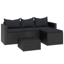 vidaXL fekete polyrattan kerti ülőgarnitúra (362330) kerti bútor