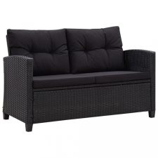 vidaXL Fekete polyrattan kétszemélyes kerti kanapé párnákkal 124 cm kerti bútor