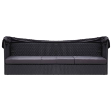 vidaXL fekete polyrattan kültéri kanapé napellenzővel (46092) kerti bútor