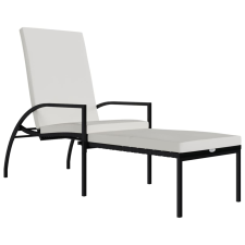 vidaXL fekete polyrattan napozóágy lábtartóval (317629) kerti bútor
