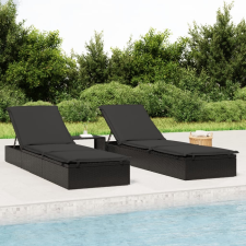 vidaXL fekete polyrattan napozóágy párnával 201 x 55 x 62 cm kerti bútor