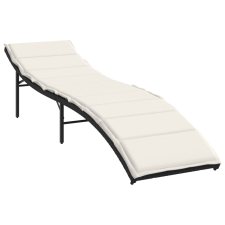 vidaXL fekete polyrattan napozóágy párnával 55x199x50 cm (368245) kerti bútor