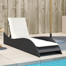 vidaXL fekete polyrattan napozóágy párnával 60x205x73 cm kerti bútor