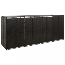 vidaXL fekete polyrattan négyes kerekeskuka tárolófészer 274x80x117 cm kerti tárolás