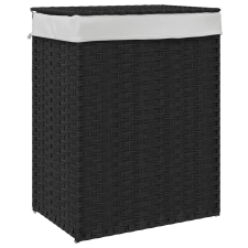 vidaXL fekete polyrattan szennyeskosár fedéllel 46x33x60 cm (372032) bútor