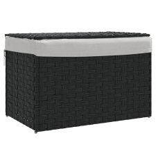 vidaXL fekete polyrattan szennyeskosár fedéllel 55,5 x 35 x 34 cm (372052) bútor