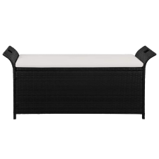 vidaXL fekete polyrattan tárolópad párnával 138 cm (44183) kerti bútor