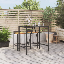 vidaXL fekete polyrattan üveglapos bárasztal 110 x 70 x 110 cm kerti bútor