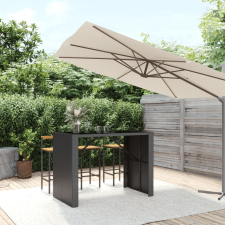 vidaXL fekete polyrattan üveglapos bárasztal 145 x 80 x 110 cm kerti bútor