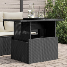 vidaXL fekete polyrattan üveglapos kerti asztal 100 x 55 x 73 cm kerti bútor