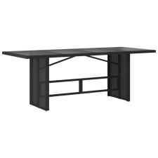vidaXL fekete polyrattan üveglapos kerti asztal 190x80x74 cm (365304) kerti bútor