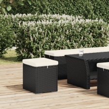 vidaXL fekete polyrattan zsámoly párnával 40 x 30 x 40 cm bútor
