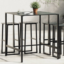 vidaXL fekete porszórt acél bárasztal 100 x 100 x 110 cm kerti bútor