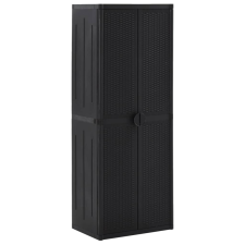 vidaXL fekete PP kerti tárolószekrény 65 x 45 x 172 cm kerti tárolás