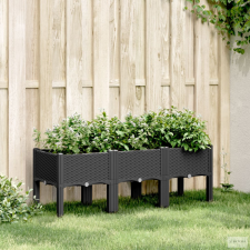 vidaXL Fekete PP rácsos kerti ültetőláda 120 x 40 x 42 cm kerti tárolás