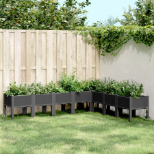 vidaXL Fekete pp rácsos kerti ültetőláda 200 x 160 x 42 cm kerti tárolás