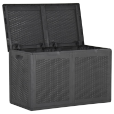 vidaXL fekete PP rattan kerti tárolóláda 180 L (151228) kerti tárolás