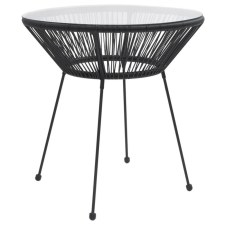 vidaXL fekete rattan és üveg kerti étkezőasztal Ø70 x 74 cm bútor