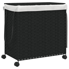 vidaXL fekete rattan szennyeskosár kerekekkel 60x35x60,5 cm (372042) bútor