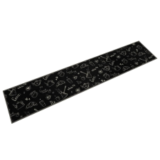 vidaXL Fekete reggeli mintás mosható bársony konyhaszőnyeg 60x300 cm lakástextília