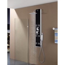 vidaXL fekete rozsdamentes acél / üveg zuhanypanel 18 x 42,1 x 120 cm fürdőszoba kiegészítő