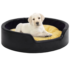 vidaXL fekete-sárga plüss és műbőr kutyaágy 99 x 89 x 21 cm kutyafelszerelés
