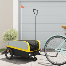 vidaXL fekete-sárga vas kerékpár-utánfutó 45 kg kerékpár utánfutó