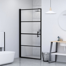 vidaXL fekete selyemmatt edzett üveg zuhanyajtó 100 x 178 cm kád, zuhanykabin