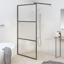 vidaXL fekete selyemmatt ESG üveg zuhanyfal 100x195 cm kád, zuhanykabin