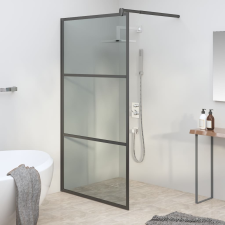 vidaXL fekete sötét ESG üveg zuhanyfal 115x195cm kád, zuhanykabin