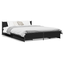 vidaXL fekete szerelt fa ágykeret fiókkal 150 x 200 cm ágy és ágykellék