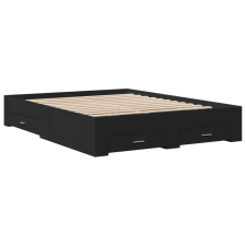vidaXL fekete szerelt fa ágykeret fiókkal 150 x 200 cm (3280378) ágy és ágykellék