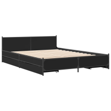 vidaXL fekete szerelt fa ágykeret fiókokkal 120 x 190 cm (3279952) ágy és ágykellék