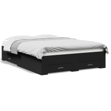 vidaXL fekete szerelt fa ágykeret fiókokkal 135 x 190 cm ágy és ágykellék
