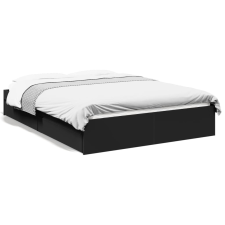 vidaXL fekete szerelt fa ágykeret fiókokkal 135 x 190 cm ágy és ágykellék