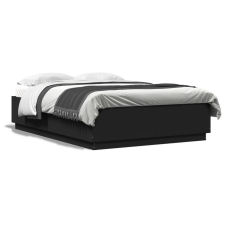 vidaXL Fekete szerelt fa ágykeret LED-világítással 150 x 200 cm ágy és ágykellék